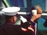 Americans weren't amused after the White House posted a Vine video clip showing the commander-in-chief casually saluting a pair of US Marines while holding a coffee cup