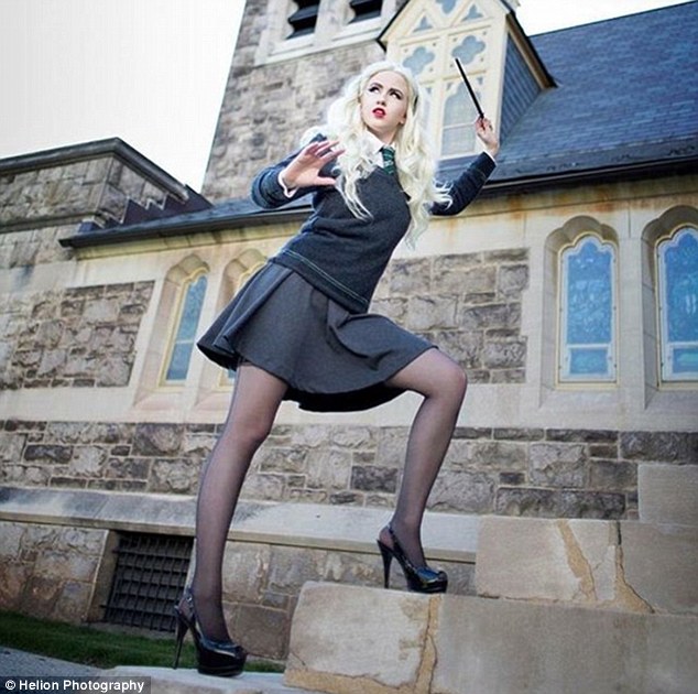 Ashley has a full walk-in wardrobe of costumes and accessories at home, many of which she makes herself using a sewing machine