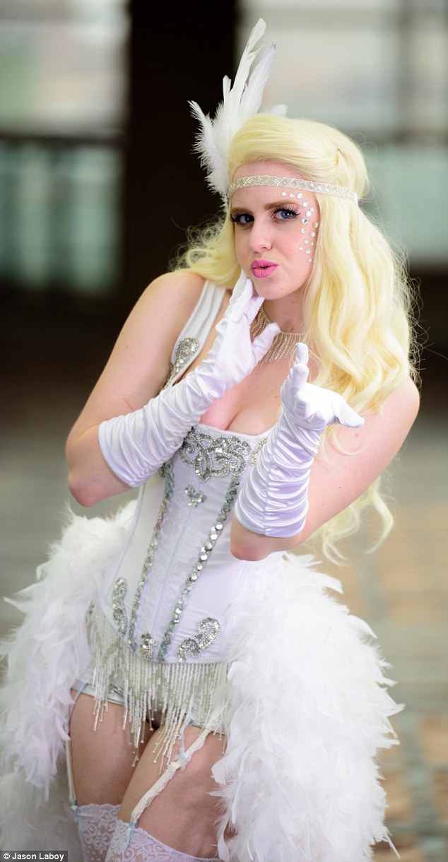 Ashley has also posed as a pin-up version of Emma Frost from X-Men