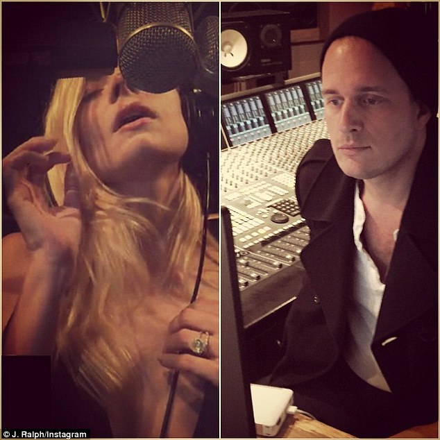 'Making magic for a secret project!' The Sin City star spent Friday night at The Village providing vocals for the same mystery project being overseen by Oscar-nominated composer J. Ralph