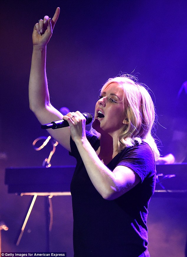 Covering up: The toned star offered a glimpse of her sculpted upper arms in her T-shirt