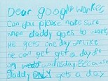 Adorable: A little girl reportedly wrote this letter to her dad's boss at Google asking if he could have a day off for his birthday