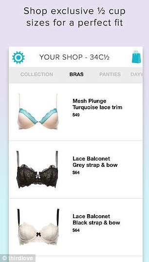 Fresh take: ThirdLove found gaps in industry standard sizing and has designed a range of their own label bras accordingly, which come in half sizes