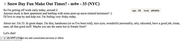 Related trend? A slew of Craigslist ads seeking 'snuggle buddies' have apparently emerged, mainly in the Big Apple and Connecticut, with people posting requests for strangers to join them for lock down