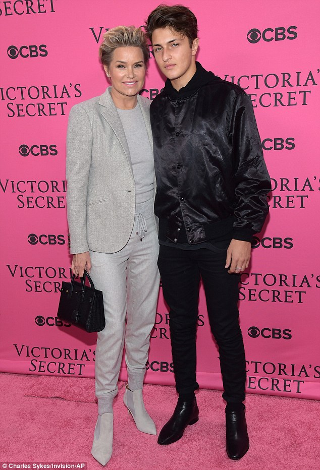 Family affair: The 51-year-old star of Real Housewives of Beverly Hills took her son Anwar as her date