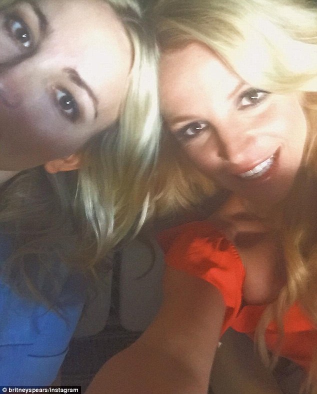 Supportive: Britney shared a selfie with sister Jaime Lynn Spears after surprising her sibling onstage during her Grand Ole Opry debut last week
